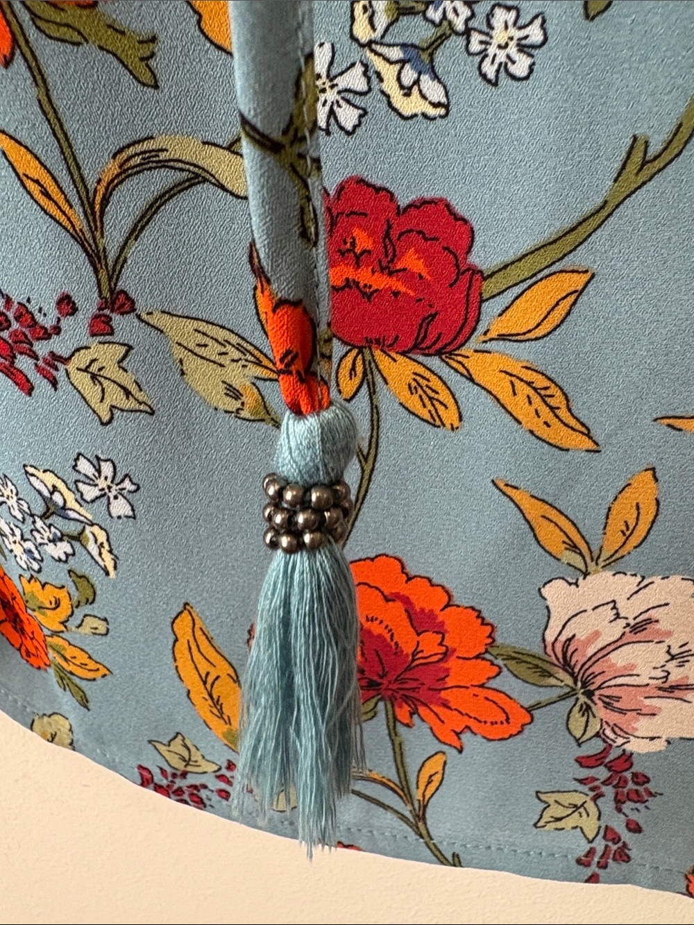 Daniel Rainn Teal Floral Ruffle V-Neck Sleeveless Top - Picture 2 of 7